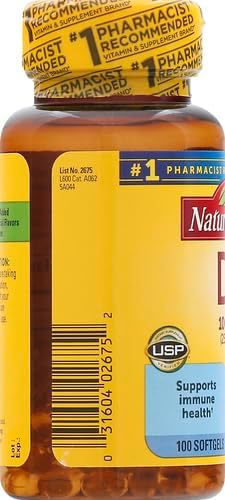Nature Made Vitamin D3 1000 IU (25 mcg), Vitamin D Supplement for Bone, Teeth, Muscle and Immune Health Support, 100 Softgels, 100 Day Supply