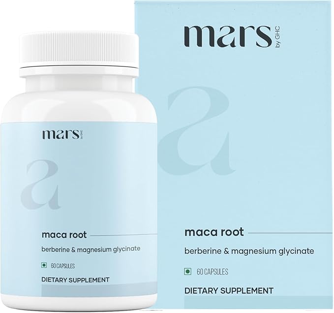 mars by GHC Maca Root Caps (Ginseng): Powered with Magnesium & Berberine - 60 Capsules | Pack of 2