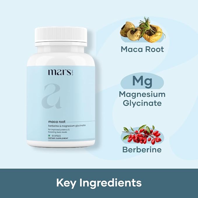 mars by GHC Maca Root Caps (Ginseng): Powered with Magnesium & Berberine - 60 Capsules | Pack of 2