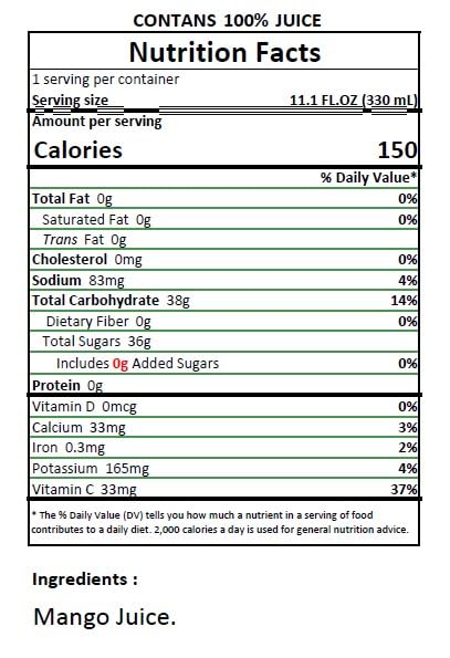 Namai Pure Mango Fruit Juice, No Added Sugar, 24-Pack