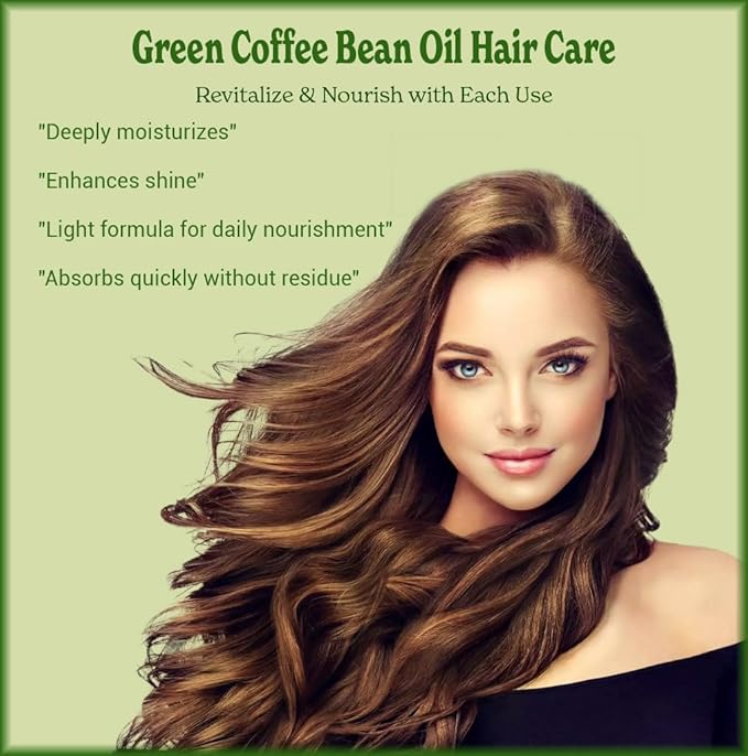 Natural Born Oils Green Coffee Bean Oil, 8oz, Organic, Cold-Pressed, Nutrient-Rich, Skin Elasticity Booster, Hair Nourisher
