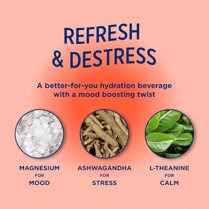 Leisure Hydration Non-Carbonated Electrolyte Refresher, Tropical Mango Flavor - Low Sugar Nutrient Enhanced Water Beverage - Get The Best Hydration Packed w/ Magnesium & Ashwagandha For Mood & Stress Support, Non-GMO, 16 oz (12-Cans)