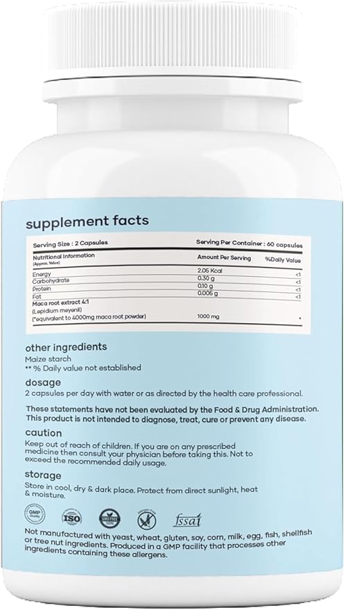 mars by GHC Maca Root Caps (Ginseng): Powered with Magnesium & Berberine - 60 Capsules | Pack of 2