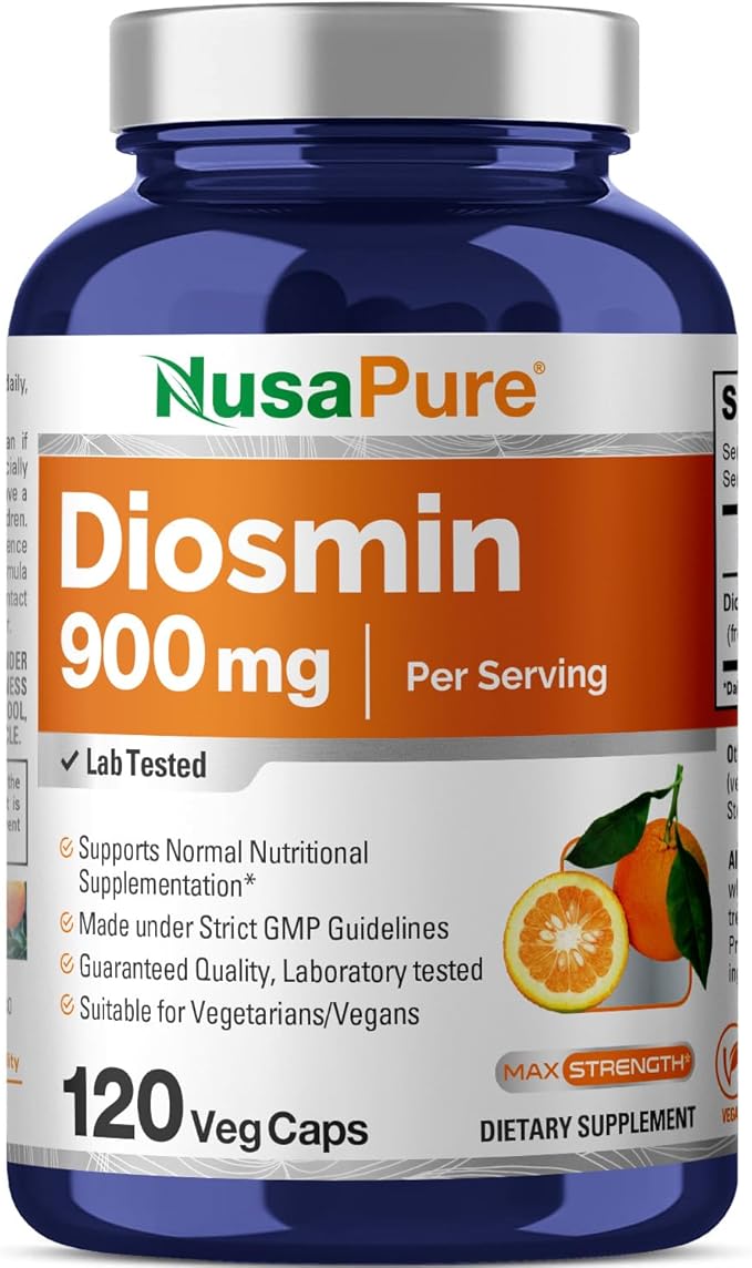 NusaPure Diosmin 900mg per Serving 120 Veggie Caps (Non-GMO, Vegan)