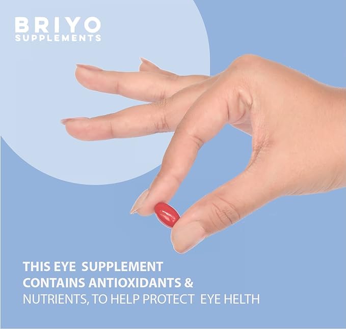 Briyo Optivital Eye Health Supplement with Lutein, Zeaxanthin, Astaxanthin and Omega 3 – Supports Visual Clarity, Screen Fatigue Relief and Long Term Retinal Health – One a Day, 60 Softgels