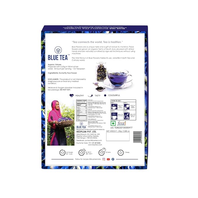 BLUE TEA - Butterfly Pea Flower Tea - 0.89 Oz (70+ Cups) Loose | Antioxidant Rich | Flower Based - Herbal Tea - Caffeine Free - Chemical Free - Non-Bitter - Vegan | Gift Pack