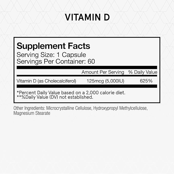 Momentous Vitamin D3 Supplement - 5,000 IU Capsules for Foundational Health Support - NSF Certified for Sport - Gluten-Free - 60 Servings