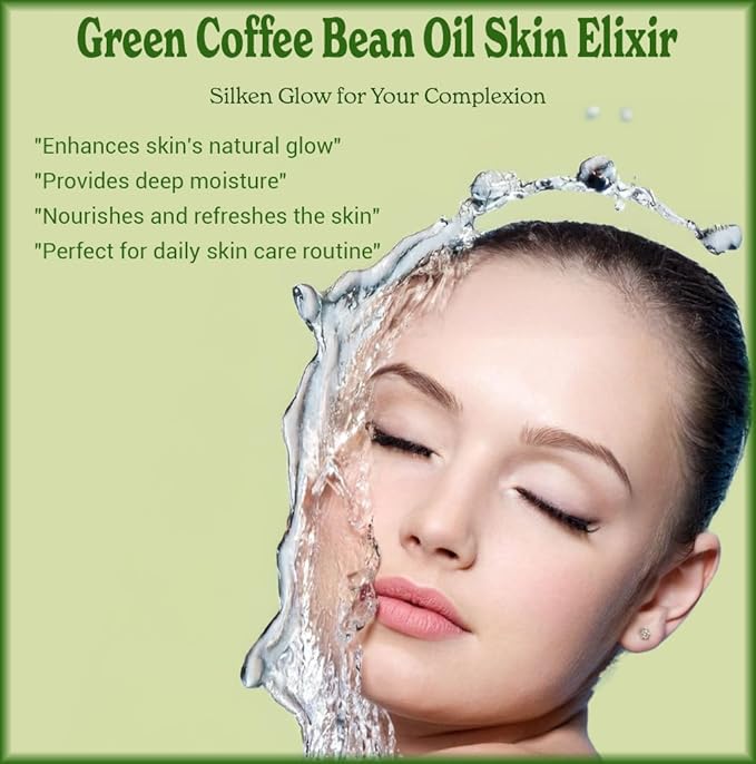 Natural Born Oils Green Coffee Bean Oil, 8oz, Organic, Cold-Pressed, Nutrient-Rich, Skin Elasticity Booster, Hair Nourisher