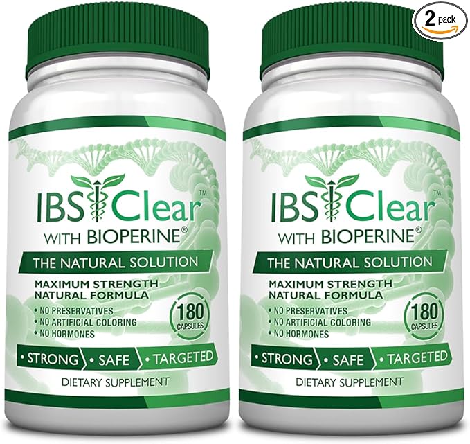 IBS Clear™ - 100% Natural IBS Relief with Vitamin D, Psyllium Husk,, Fennel - 360 Capsules - 2 Bottle