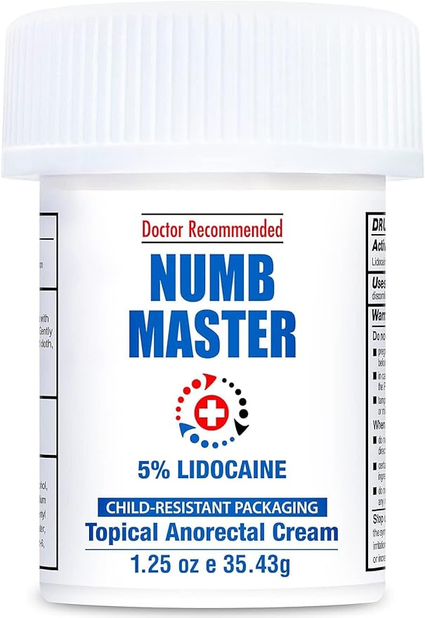 Clinical Resolution Numb Master 5% Lidocaine Numbing Cream for Pain Relief, Topical Anesthetic Burn Itch Cream Maximum Strength, Fast Acting Hemorrhoid Treatment with Vitamin E and Aloe, 1.25 Oz