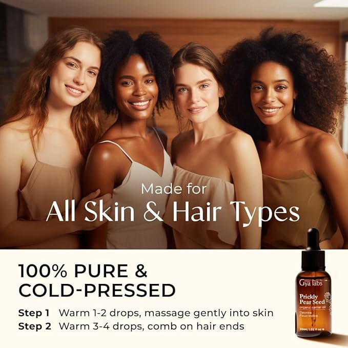Gya Labs Organic Prickly Pear Seed Oil for Face - 100% Pure Natural Prickly Pear Carrier Oil for Skin, Hair, Nails (1 Fl Oz)