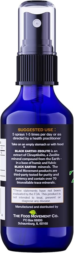 Black Earth Zeolite with Humic Fulvic Acids, Trace Minerals, for Adults and Kids Supports Gut Health, Immune Support, Digestion and Elimination and More 1oz Liquid Pump Spray Supplement (2 Pack)