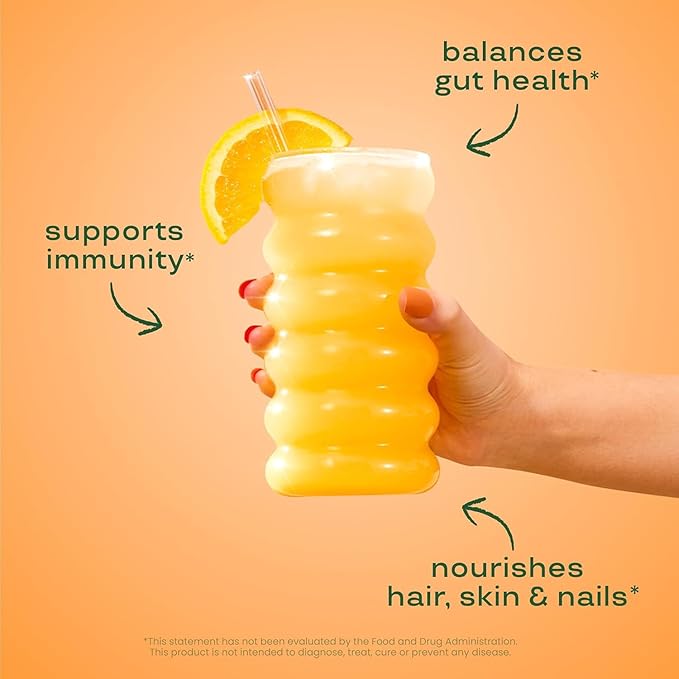 Bloom Nutrition Bovine Colostrum Powder for Gut Health, Immune Support, Hair Growth & Beauty Supplement, Gluten Free, Sugar Free | Orange Cream, 25 Servings