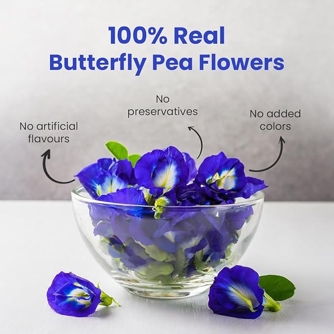 BLUE TEA - Butterfly Pea Flower Tea - 3.52 Oz (300+ Cups) Loose | Antioxidant Rich | Chemical Free - Caffeine Free - Detox Tea - Flower Based - Non Bitter | Zipper Packaging