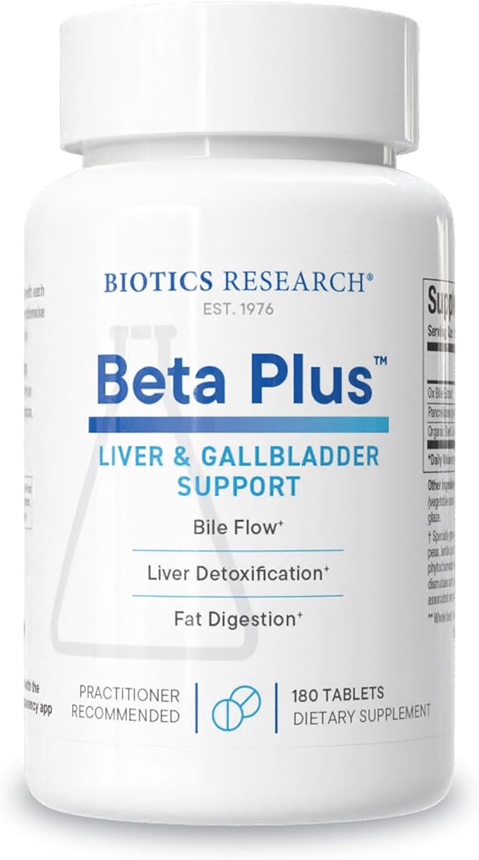 Biotics Research Beta-Plus™ Nutritional Ox Bile Salts Digestive Enzymes Supplement For Bile Production For No Gallbladder-Supports Overall Liver Function, Aids Fat Digestion, Supplies Betaine 180 Tabs