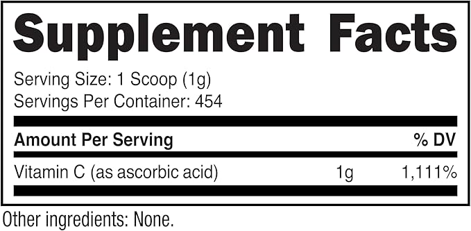 Nutricost Pure Ascorbic Acid Powder (Vitamin C) 1LB