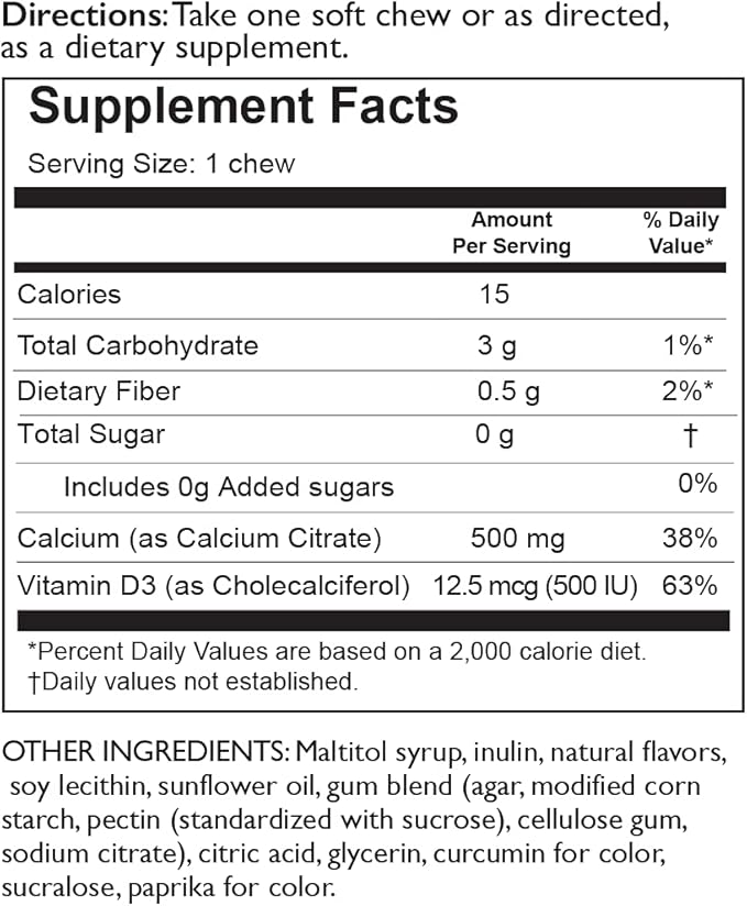 Celebrate Vitamins Bariatric 500mg Calcium Citrate Soft Chews with 500 IU Vitamin D3 – Essential for Gastric Bypass Patients & Bone Health - Sugar & Gluten Free, Lemon (90 Chews)