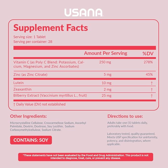 USANA Visionex DS with Lutein Zeaxanthin for Advanced Eye Health and Vision Support* - 28 Tablets - 28 Day Supply