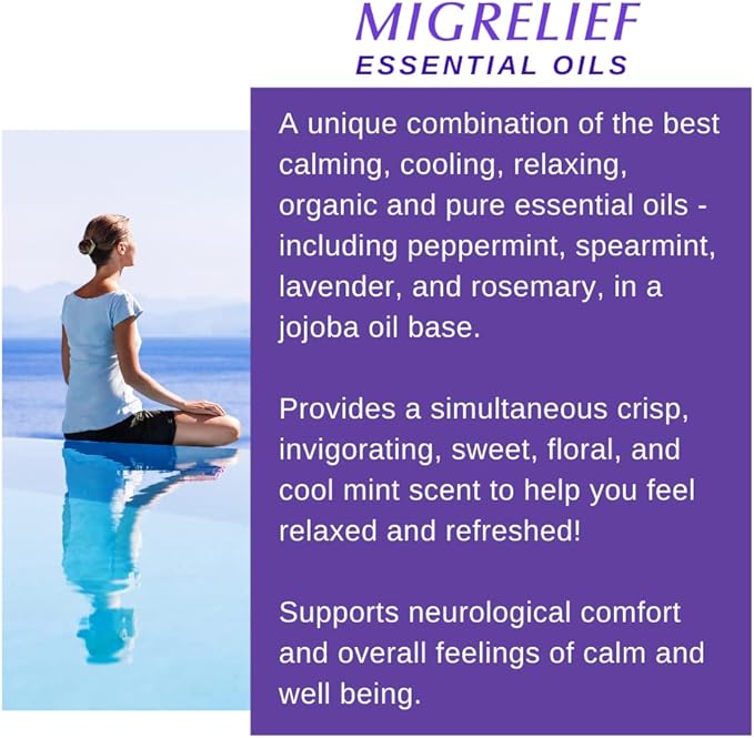 MigreLief Comfort Stick, Migraine and Headache Essential Oil Roll-On - Peppermint Lavender - 10ml