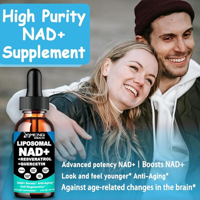 NAD Supplement, Liposomal NAD Nicotinamide Riboside Resveratrol 900mg Quercetion, TMG, Vitamin B3, High Potency NAD Plus Liquid Supplement for Cell Regenerator, Longevity, Energy, Anti-Aging, Focus