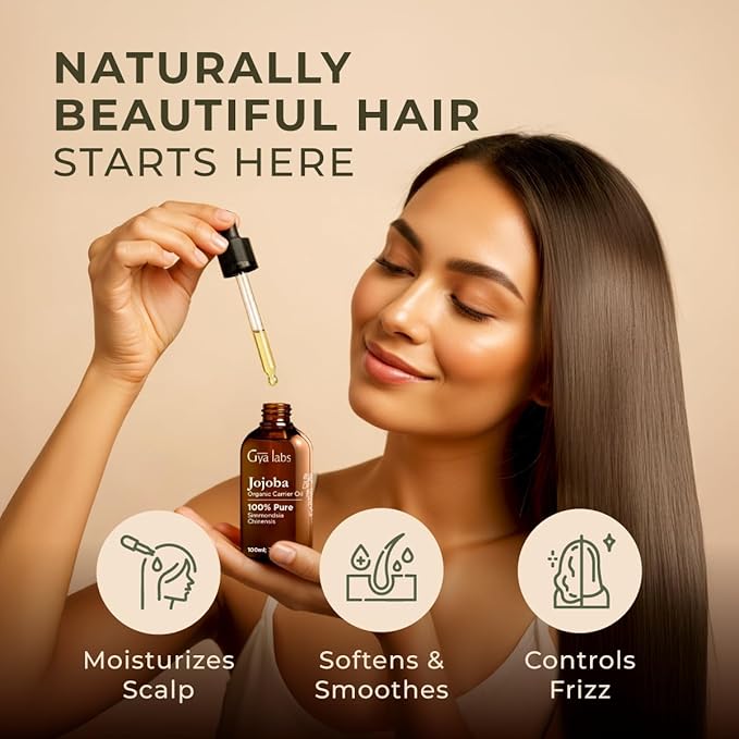 Gya Labs USDA Organic Jojoba Oil - Moisturizes Skin for Lasting Comfort - Cold Pressed Jojoba for Hair, Body, Nails, Face - Base Carrier Oil