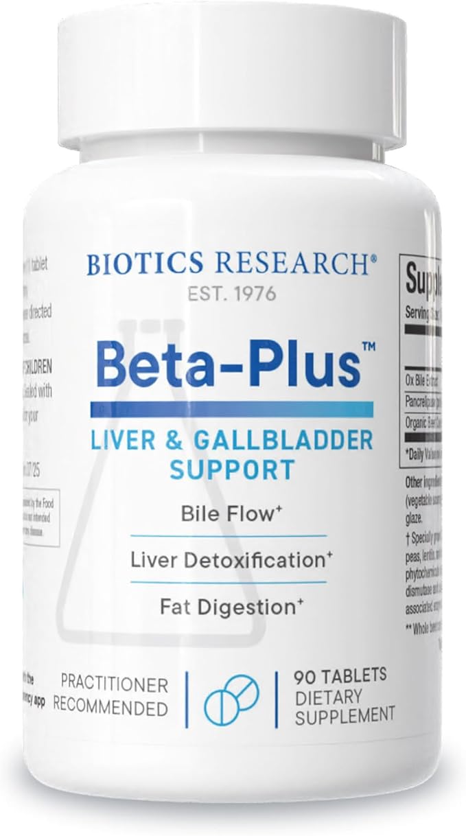 Biotics Research Beta-Plus™ Nutritional Ox Bile Salts Digestive Enzymes Supplement for Bile Production for No Gallbladder-Supports Overall Liver Function, Aids Fat Digestion, Supplies Betaine 90 Tabs