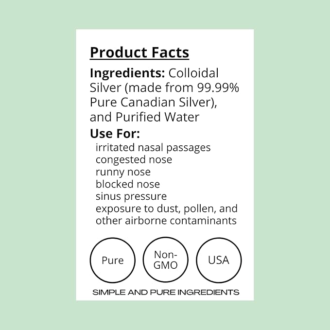 FWS Colloidal Silver Nasal Spray - 2oz - Ultra Fine Silver Mist - 50 ppm - 99.99% Purity - Sinus Relief - Helps with Dry, Irritated, Stuffy Nose - Immune System Support - for Adults and Teens