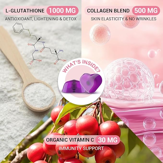 Liposomal Glutathione Gummies 1000MG - Sugar Free Reduced L-Glutathione with Vitamin C & Vegan Collagen - Antioxidant & Skin Wellness - 300 Count (2 Pack)