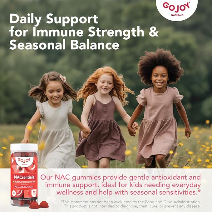 GOJOY 7-in-1 Sugar-Free NAC Gummies – NACsentials 600mg N-Acetyl Cysteine with Vitamin C, ALA, Quercetin & Astaxanthin – Antioxidant & Liver Detox Support – Vegan & Keto-Friendly – 60 Gummies