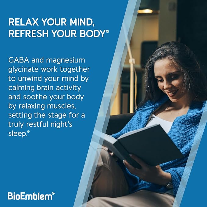 BioEmblem Triple Magnesium Powder Drink - 350mg High Absorption Magnesium Glycinate, Gluconate, Taurate & GABA for Rest, Sleep, & Brain Health - Passionfruit Mango Flavor - Vegan - (30 Servings)