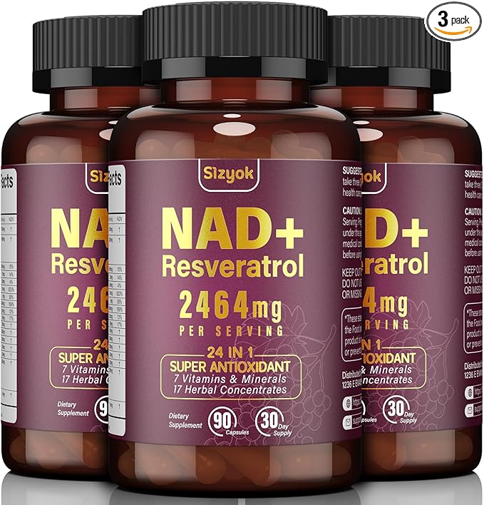 NAD Resveratrol Supplement 2464mg, Liposomal NAD Supplement with Resveratrol for Women and Men, NAD Plus Boosts NAD+ Levels, Energy Anti-Aging, 3Pack