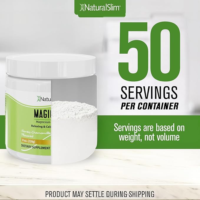 NaturalSlim Magicmag Pure Magnesium Citrate Powder Stress, Constipation, Muscle, Heart Health, and Sleep Support | Honey Chamomile Magnesium Supplement - 8oz Drink Mix (Solo)