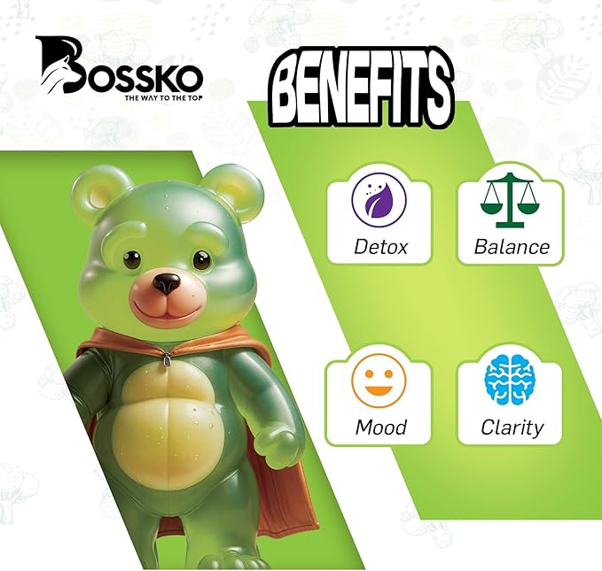 Bossko Sulforaphane Gummies with Omega-3 โ Broccoli Sprout Extract, EPA/DHA & Antioxidants โ Cellular Health & Mood Support โ 90 Vegan Gummies โ Mixed Berry Flavors โ Sugar-Free