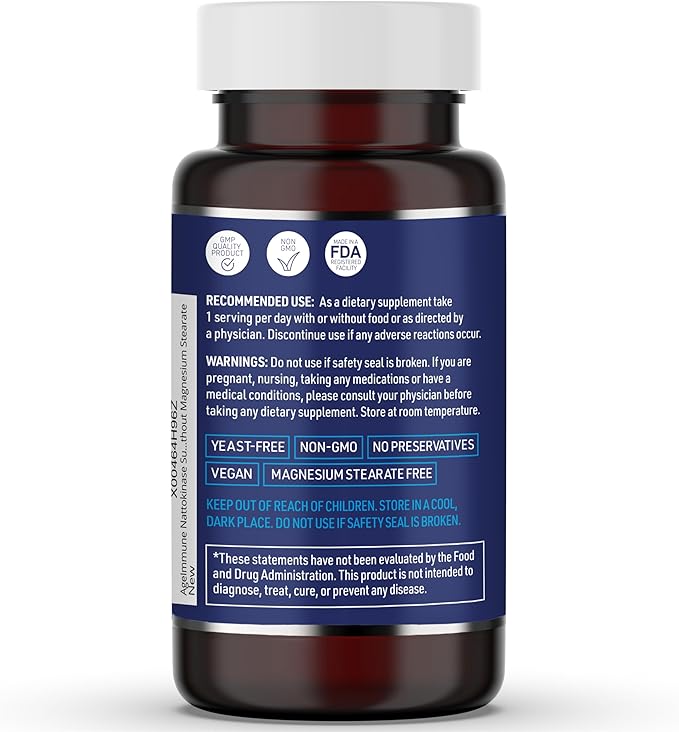 Nattokinase Supplement 4000 FU 200mg - Enzyme - Cardiovascular Support 120 Capsules -Derived from Japanese Natto - Made in The USA Without Magnesium Stearate.