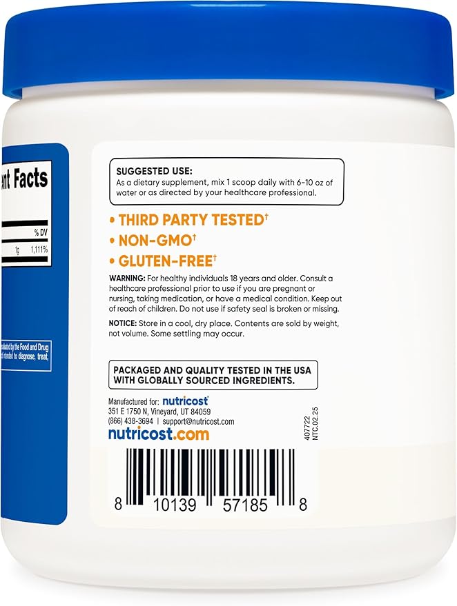 Nutricost Pure Ascorbic Acid Powder (Vitamin C) 1LB