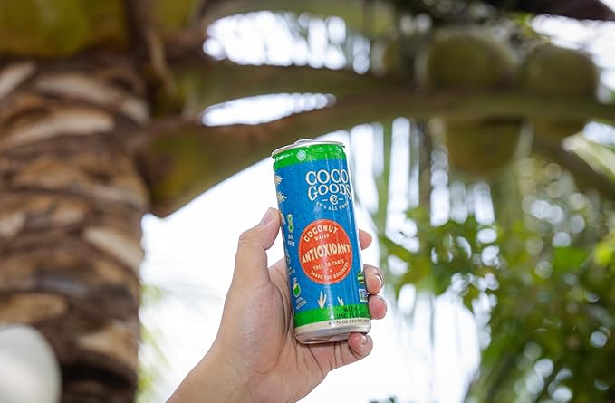 CocoGoodsCo Antioxidant Drink with Coconut Water, Lime – 35mg Natural Caffeine, 0g Sugar, Naturally Sweetened, 10 Calories, with Green Coffee & Vitamin E – 8.11 fl oz Cans (12 Pack)