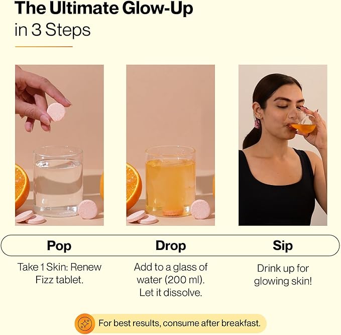 SETU Skin Renew, Glutathione with Vitamin C, Gluta Fizz, Supports Detoxification, Sugar-Free, Orange Flavour, 30 Effervescent Tablets