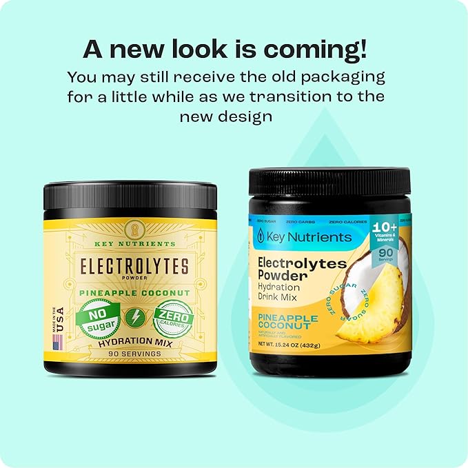 KEY NUTRIENTS Multivitamin Electrolytes Powder No Sugar - Tropical Pineapple Coconut Electrolyte Powder - Endurance & Energy Supplement - Hydration Powder - No Calories - 90 Servings - Made in USA