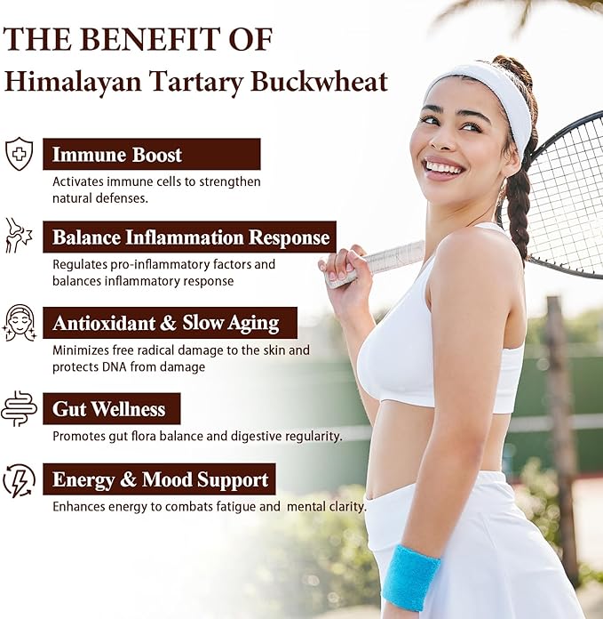 Himalayan Tartary Buckwheat Supplement with Quercetin, Zinc, Rutin, Vitamin C, D, Curcumin for Immune Support & Antioxidant & Gut Health - 120 Vegan Capsules