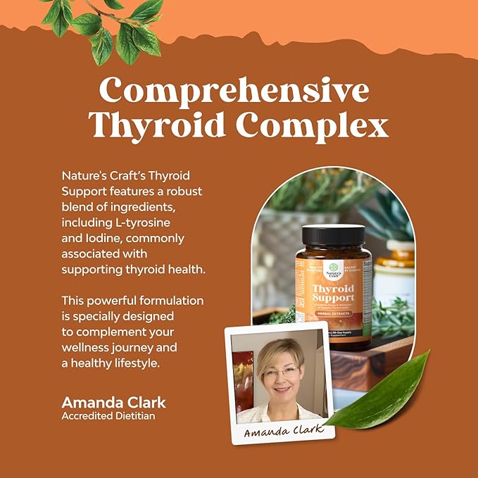 Herbal Thyroid Support Complex - Potent Kelp Iodine Supplement with L Tyrosine, Bladderwrack, Selenium & Pure Ashwagandha for Hormone Balance - Mood & Energy Dietary Pills - 60 Capsules
