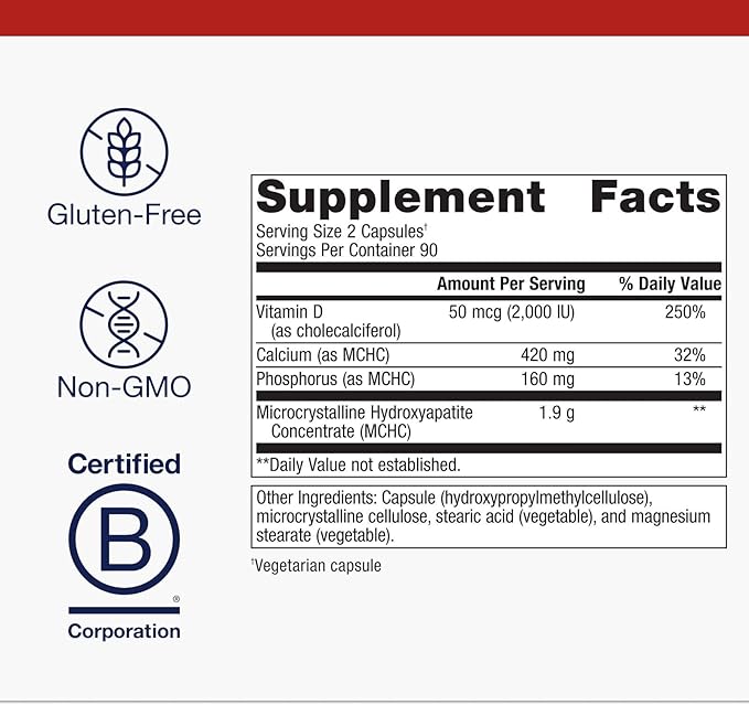 Metagenics Bone Builder Plus - MCHC Supplement - High-Absorption - 2000 IU Vitamin D - with Calcium & Phosphorus - Non-GMO & Gluten-Free - 180 Capsules