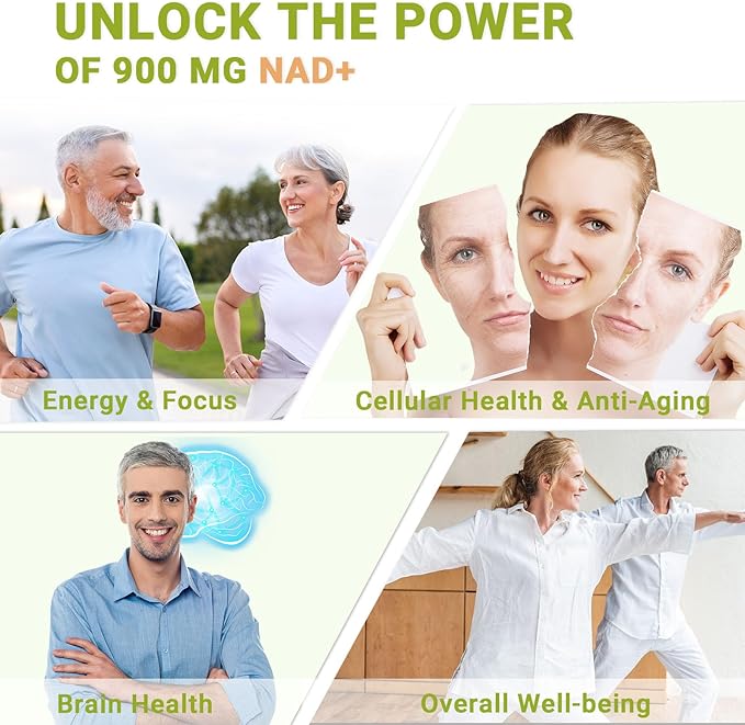 NAD Supplement 900mg with Resveratrol & Quercetin, NAD Supplement for Anti-Aging, Cellular Energy & Repair-100 Capsules