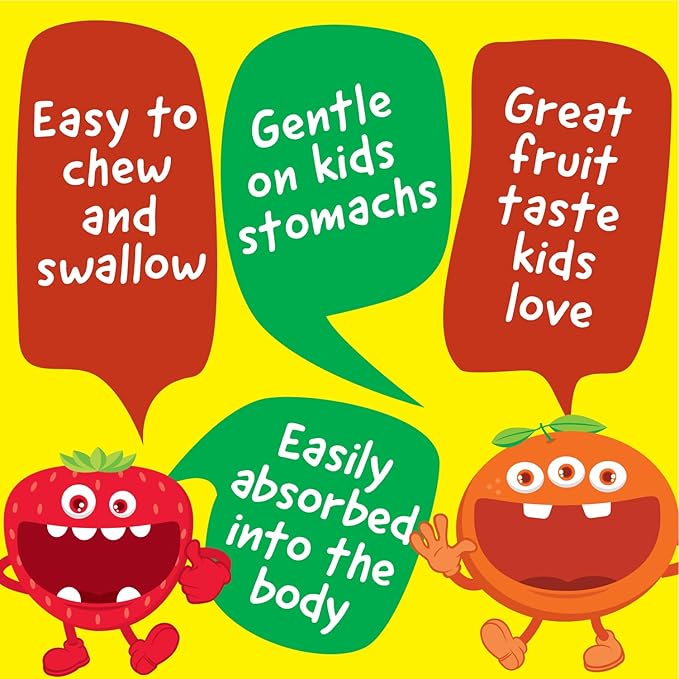 Kids Iron 10mg with Vitamin C 50mg Chewable Tablets - Tasty Natural Flavored - Vegan, Vegetarian, GMO-Free, Nut Free - Dietary Iron Supplement - Blood Formation for Children - 120 Chewables