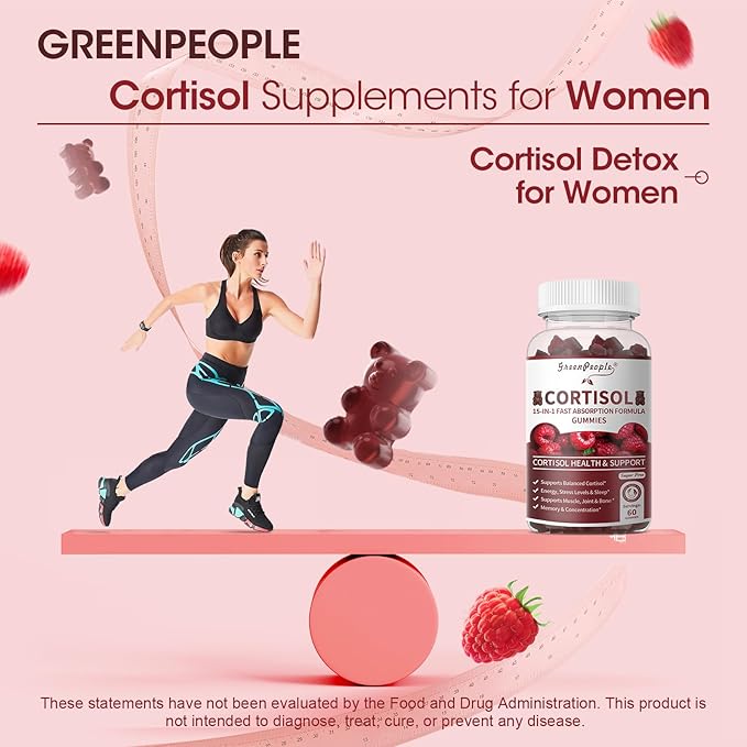 Cortisol Supplements for Women - 15-in- 1 Cortisol Reducer Detox Manager with Ashwagandha/Magnesium/L-theanine/Phosphatidylserine/Vitamin B6 for Mood/Focus & Sleep 60CT