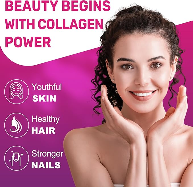 Multi Collagen Peptides Powder – Hydrolyzed Collagen Type I, II, III, V, X with Hyaluronic Acid, Vitamin C, Biotin, Supports Skin Hair Nail & Joint, Grass-Fed, Non-GMO, Unflavored, 30 Servings