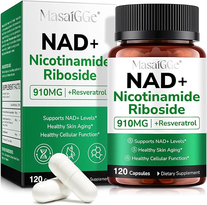 NAD Supplement, NAD Nicotinamide Riboside with Premium Nicotinamide Riboside & Resveratrol, NMNH Supplement Alternative, Health Supplements for Anti-Aging, Energy, Focus - 60 Days Supply