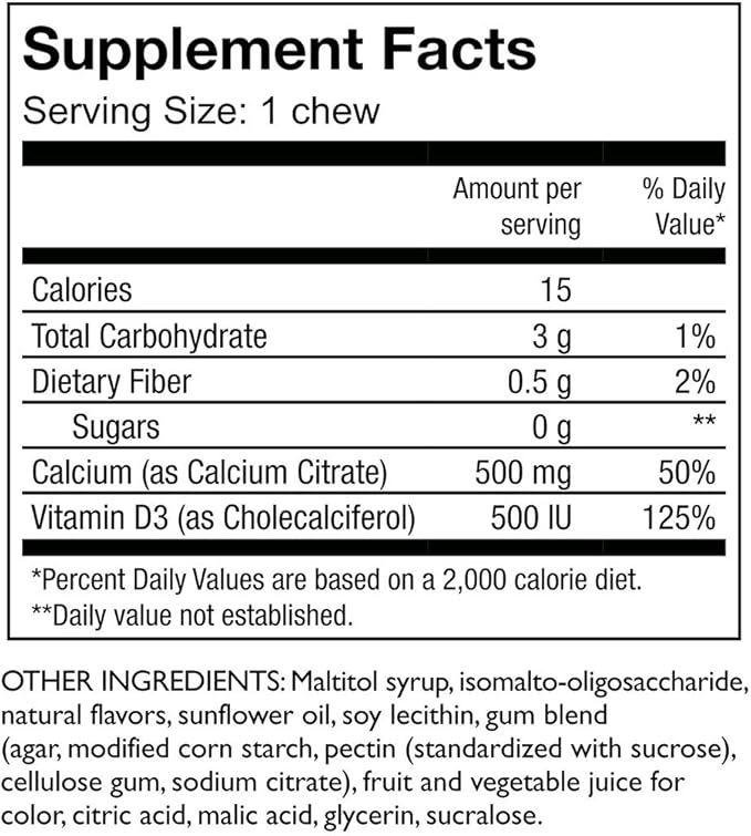 Celebrate Vitamins Bariatric 500mg Calcium Citrate Soft Chews with 500 IU Vitamin D3 – Essential for Gastric Bypass Patients & Bone Health - Sugar & Gluten Free, Strawberry Banana Cream (90 Chews)