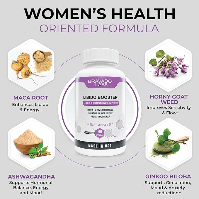 Libido Enhancer Supplement - Female Libido Booster for Women - Drive, Energy, Mood, Intimacy and Performance Enhancement Pills - with Maca Root, Ashwagandha, Dong Quai - 60 ct