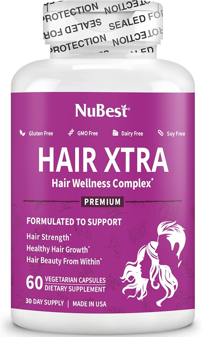 HairXtra - Hair Regrowth Vitamin for Faster Hair Growth - Hair Growth Vegan Capsules - Hair Thickening with Biotin, Zinc, MSM, B Vitamins, Choline - Hair Supplement, Hair Regrowth Capsules - Pack 12