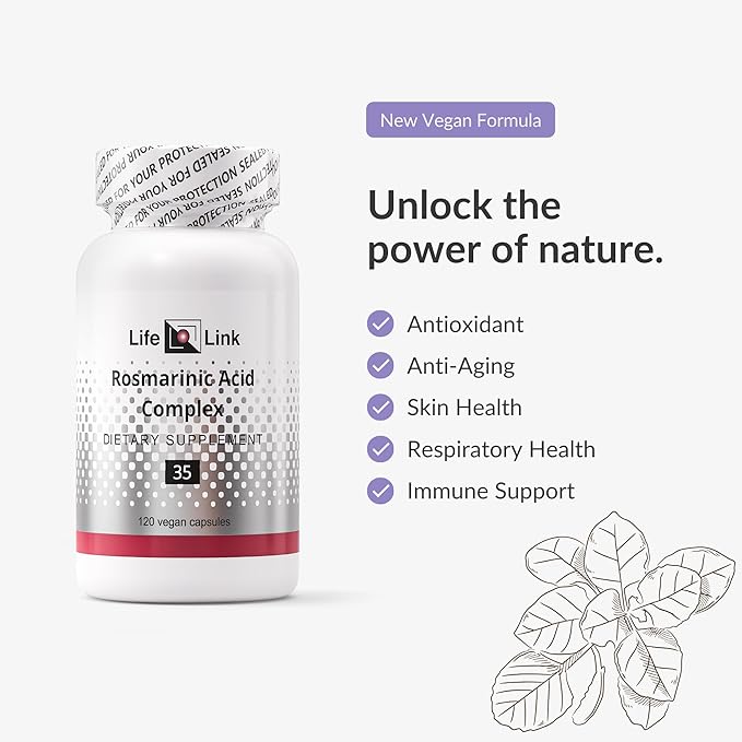 LifeLink Rosmarinic Acid Complex | 120 Capsules | Vegan, Non-GMO, Gluten Free | Antioxidant, Anti-Aging | Made in The USA